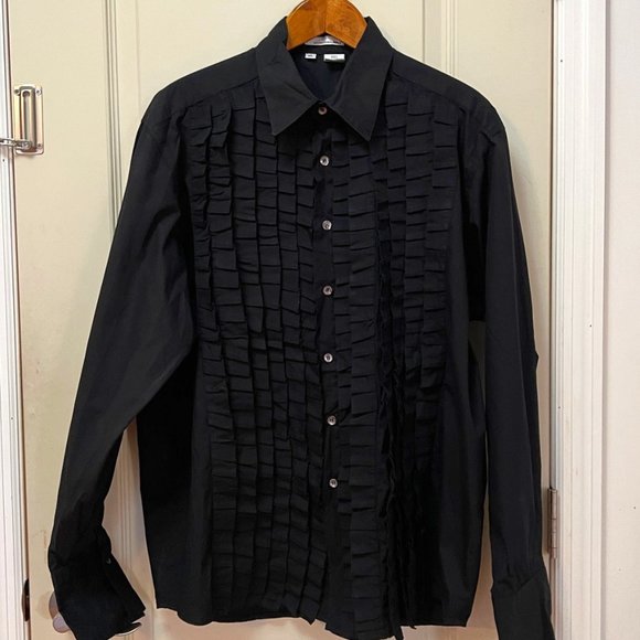 International Male Shirts International Male Mens Xl 0 Cotton Ls Bd Ruffle Front Shirt Black